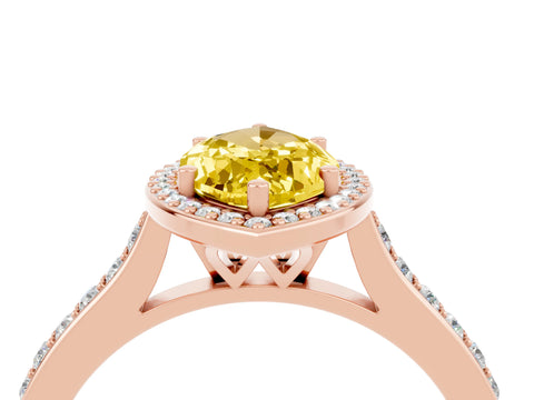 Rose gold Marquise Cut Halo Round Diamond Pavé Band with Four-Prong Setting_4