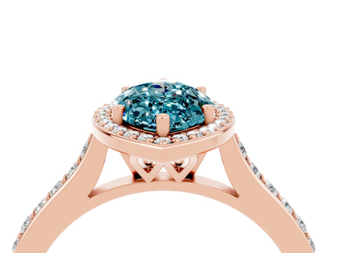 Rose gold Marquise Cut Halo Round Diamond Pavé Band with Four-Prong Setting_4