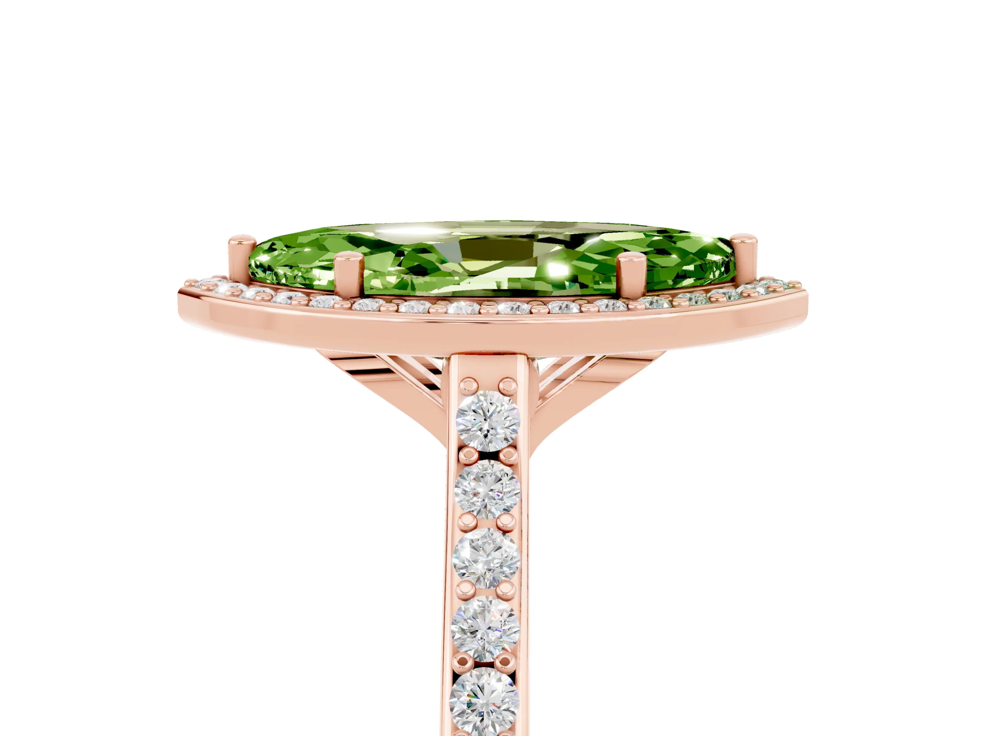 Rose gold Marquise Cut Halo Round Diamond Pavé Band with Four-Prong Setting_5