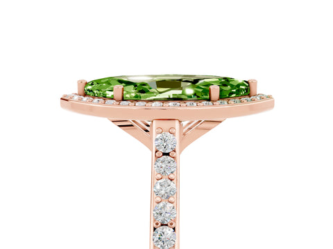 Rose gold Marquise Cut Halo Round Diamond Pavé Band with Four-Prong Setting_5
