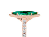 Rose gold Marquise Cut Halo Round Diamond Pavé Band with Four-Prong Setting_5
