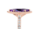 Rose gold Marquise Cut Halo Round Diamond Pavé Band with Four-Prong Setting_5