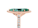 Rose gold Marquise Cut Halo Round Diamond Pavé Band with Four-Prong Setting_5