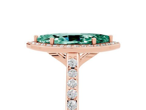 Rose gold Marquise Cut Halo Round Diamond Pavé Band with Four-Prong Setting_5