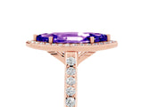 Rose gold Marquise Cut Halo Round Diamond Pavé Band with Four-Prong Setting_5