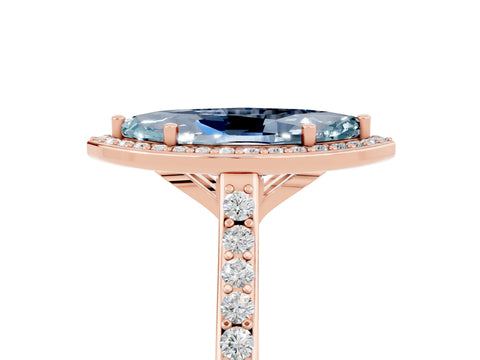 Rose gold Marquise Cut Halo Round Diamond Pavé Band with Four-Prong Setting_5