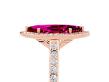 Rose gold Marquise Cut Halo Round Diamond Pavé Band with Four-Prong Setting_5