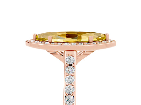 Rose gold Marquise Cut Halo Round Diamond Pavé Band with Four-Prong Setting_5
