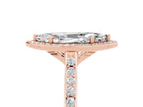 Rose gold Marquise Cut Halo Round Diamond Pavé Band with Four-Prong Setting_5