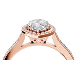 Rose gold Marquise Cut Halo Round Diamond Pavé Band with Four-Prong Setting_7