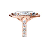 Rose gold Marquise Cut Halo Round Diamond Pavé Band with Four-Prong Setting_8