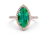 Rose gold Marquise Cut Halo Round Diamond Pavé Band with Four-Prong Setting
