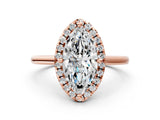 Rose gold Marquise Cut Halo Round Diamond Solitaire Engagement Ring with Pave Band and Four-Prong Setting_19