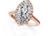 Rose gold Marquise Cut Halo Round Diamond Solitaire Engagement Ring with Pave Band and Four-Prong Setting_20