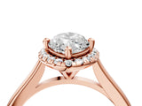 Rose gold Marquise Cut Halo Round Diamond Solitaire Engagement Ring with Pave Band and Four-Prong Setting_23