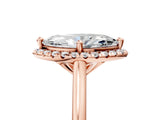 Rose gold Marquise Cut Halo Round Diamond Solitaire Engagement Ring with Pave Band and Four-Prong Setting_24