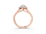 Rose gold Marquise Cut Halo Round Diamond Solitaire Ring with Pavé Band and Four-Prong Setting_3