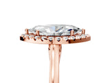 Rose gold Marquise Cut Halo Round Diamond Solitaire Ring with Pavé Band and Four-Prong Setting_5