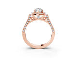 Rose gold Marquise Cut Halo Round Diamond Twist Band with Four-Prong Setting_18
