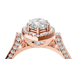 Rose gold Marquise Cut Halo Round Diamond Twist Band with Four-Prong Setting_19