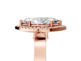 Rose gold Marquise Cut Halo Round Diamond Twist Band with Four-Prong Setting_20