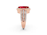 Rose gold Marquise Cut Halo Ruby Ring with Split Shank and Four-Prong Setting_2