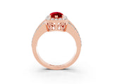 Rose gold Marquise Cut Halo Ruby Ring with Split Shank and Four-Prong Setting_3