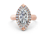 Rose gold Marquise Cut Halo Solitaire Engagement Ring with Square Band and Four-Prong Setting_66