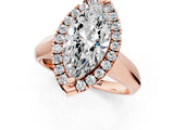 Rose gold Marquise Cut Halo Solitaire Engagement Ring with Square Band and Four-Prong Setting_67