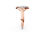 Rose gold Marquise Cut Halo Solitaire Engagement Ring with Square Band and Four-Prong Setting_68