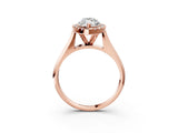 Rose gold Marquise Cut Halo Solitaire Engagement Ring with Square Band and Four-Prong Setting_69