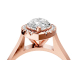 Rose gold Marquise Cut Halo Solitaire Engagement Ring with Square Band and Four-Prong Setting_70