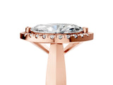 Rose gold Marquise Cut Halo Solitaire Engagement Ring with Square Band and Four-Prong Setting_71