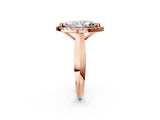 Rose gold Marquise Cut Halo Solitaire Engagement Ring with Square Band and Four-Prong Setting_91
