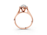 Rose gold Marquise Cut Halo Solitaire Engagement Ring with Square Band and Four-Prong Setting_92