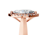 Rose gold Marquise Cut Halo Solitaire Engagement Ring with Square Band and Four-Prong Setting_94