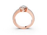 Rose gold Marquise Cut Halo Split Shank Diamond Ring with Four-Prong Setting_67