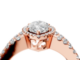 Rose gold Marquise Cut Halo Split Shank Diamond Ring with Four-Prong Setting_68