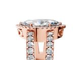 Rose gold Marquise Cut Halo Split Shank Diamond Ring with Four-Prong Setting_69