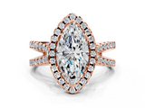 Rose gold Marquise Cut Halo Split Shank Pave Set Ring_64