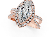 Rose gold Marquise Cut Halo Split Shank Pave Set Ring_65