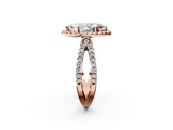 Rose gold Marquise Cut Halo Split Shank Pave Set Ring_66
