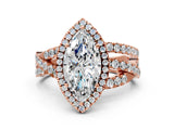 Rose gold Marquise Cut Halo Split Shank Prong Setting Ring_12