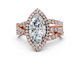 Rose gold Marquise Cut Halo Split Shank Prong Setting Ring_73
