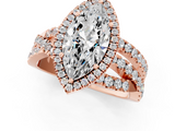 Rose gold Marquise Cut Halo Split Shank Prong Setting Ring_74