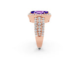 Rose gold Marquise Cut Halo Tanzanite Ring with Split Shank and Four-Prong Setting_2