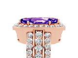 Rose gold Marquise Cut Halo Tanzanite Ring with Split Shank and Four-Prong Setting_5