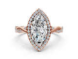 Rose gold Marquise Cut Halo Twist Band with Four-Prong Setting_15