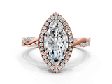 Rose gold Marquise Cut Halo Twisted Band Four-Prong Ring_33
