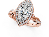 Rose gold Marquise Cut Halo Twisted Band Four-Prong Ring_34